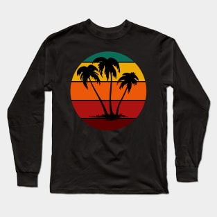 Sunset Palm Tree Retro Vintage Design Long Sleeve T-Shirt